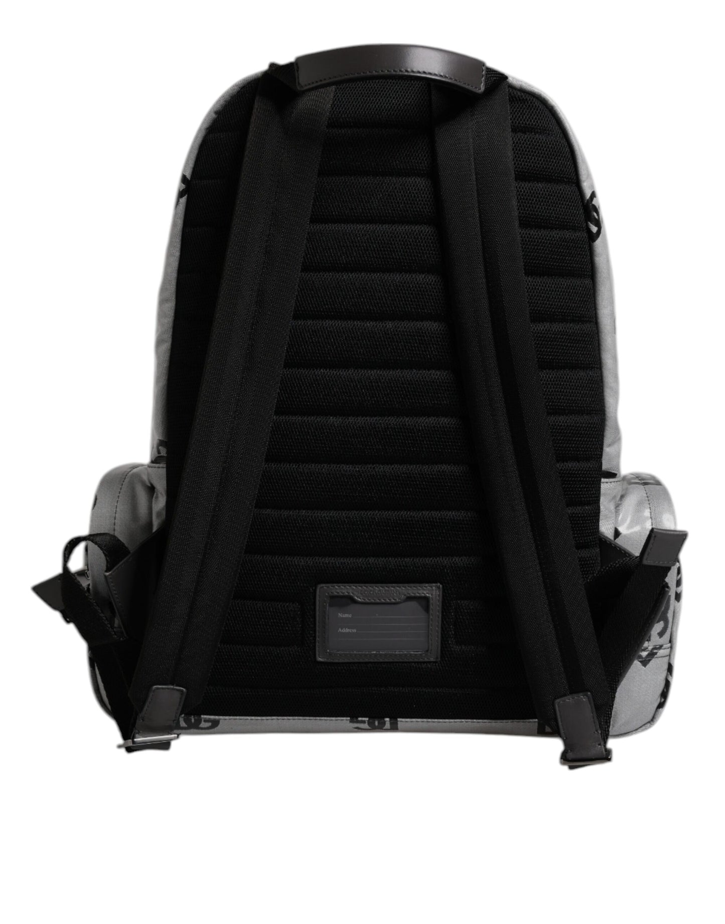 Dolce &amp; Gabbana Polyester Grau Schwarz DG Logo Plakette Rucksack Tasche