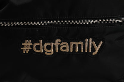 Dolce &amp; Gabbana – Rucksack „VULCANO“ aus schwarzem Nylon #DGFAMILY mit Verzierung