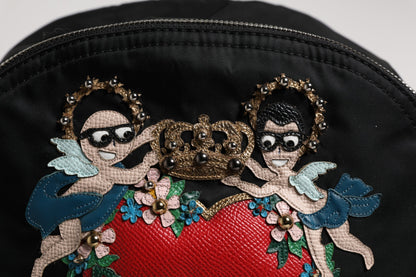 Dolce &amp; Gabbana – Rucksack „VULCANO“ aus schwarzem Nylon #DGFAMILY mit Verzierung