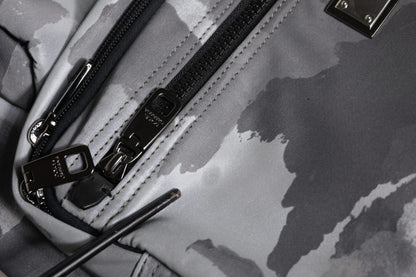 Dolce &amp; Gabbana – Schwarze Camouflage-Tasche mit Schultergurt und Logo-Plakette