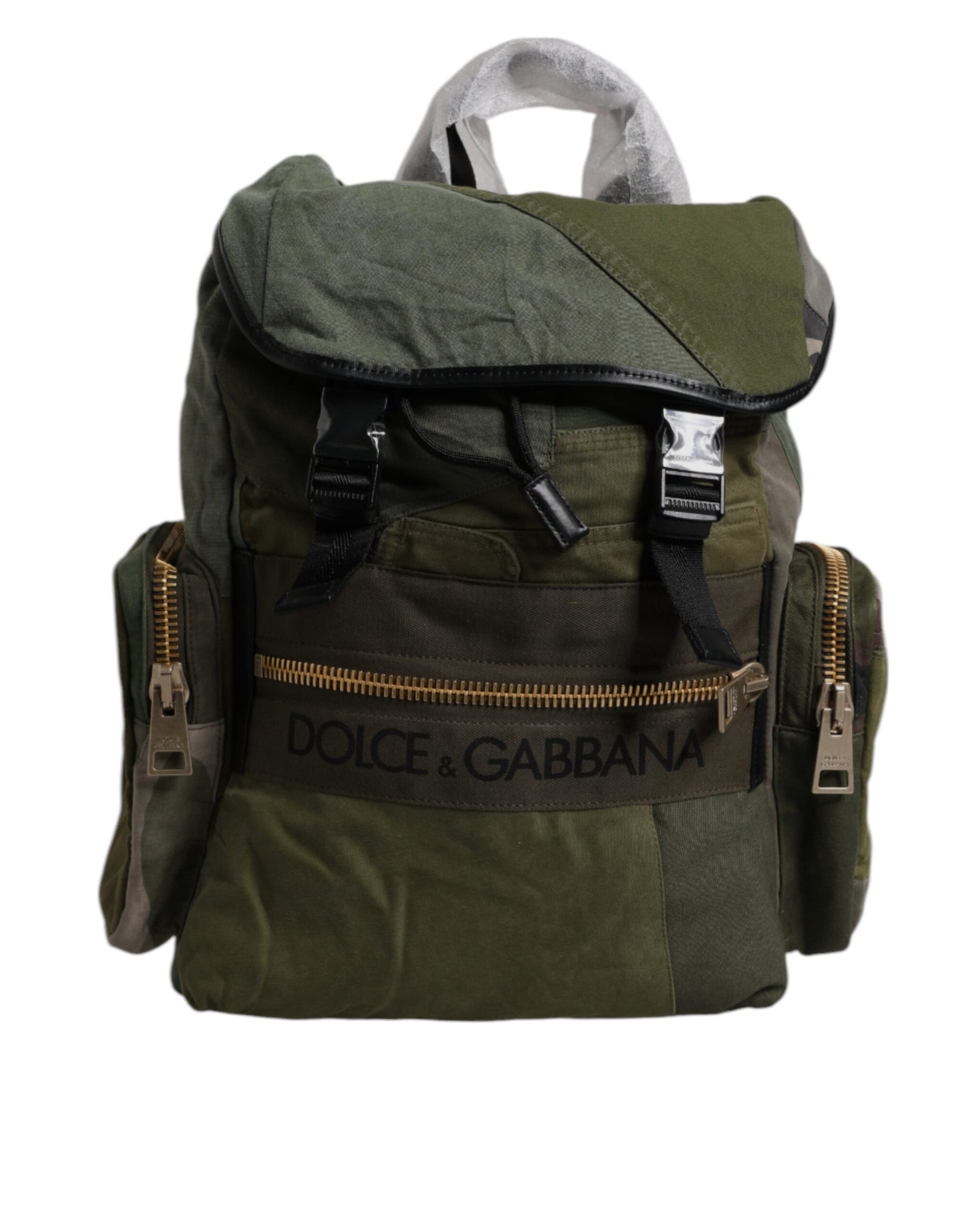 Dolce &amp; Gabbana Militärgrüner Patchwork-Reiserucksack