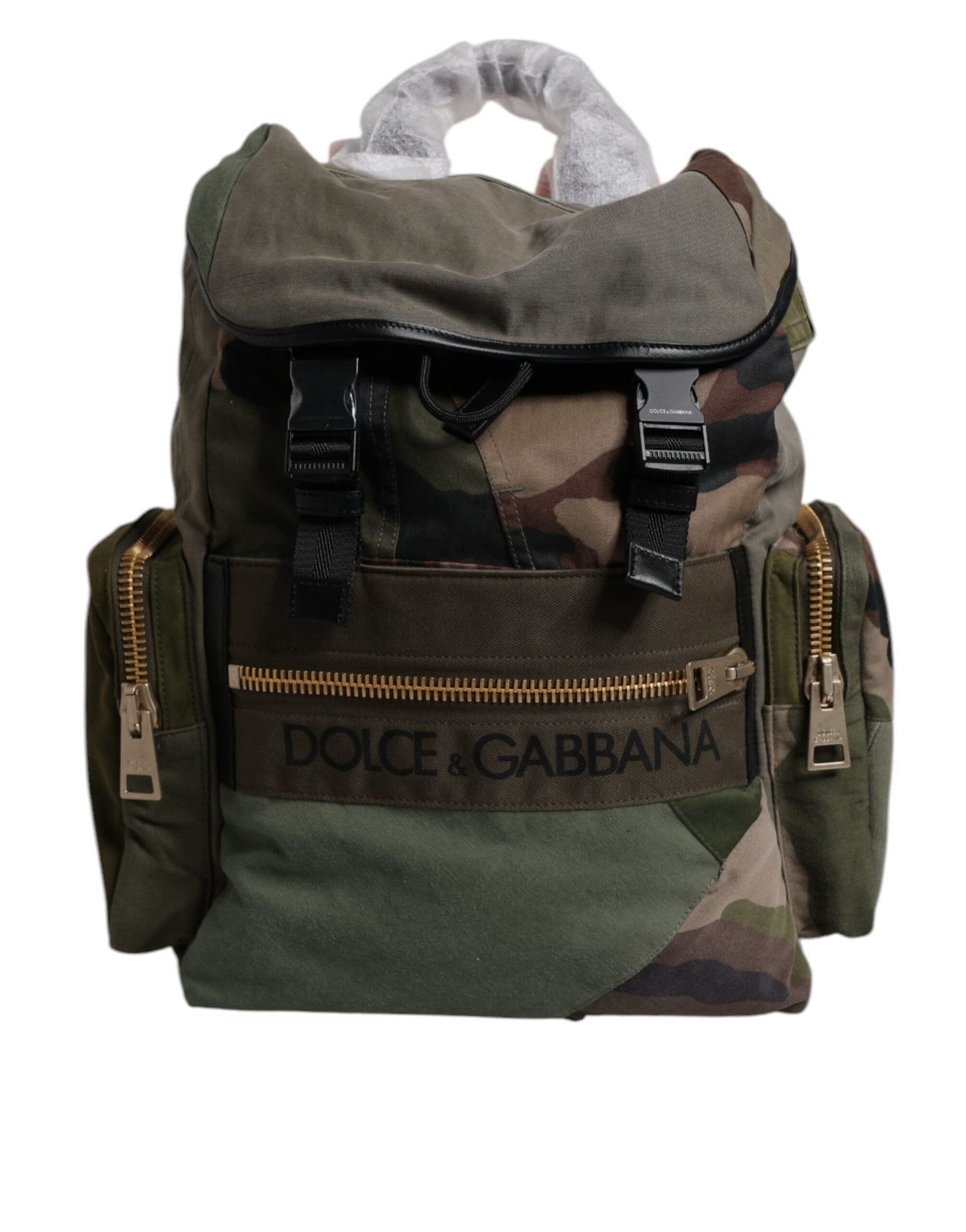 Dolce &amp; Gabbana Militärgrüner Patchwork-Reiserucksack
