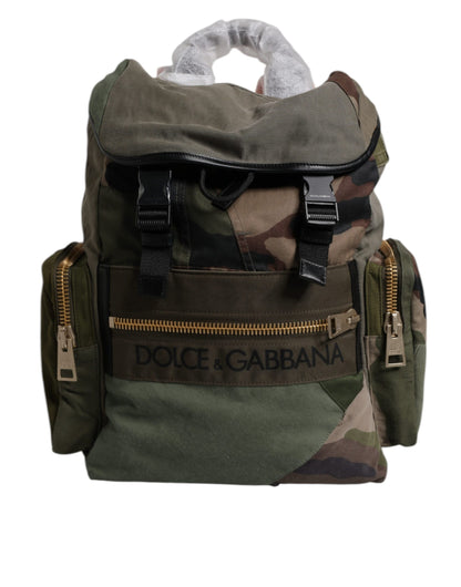 Dolce &amp; Gabbana Militärgrüner Patchwork-Reiserucksack