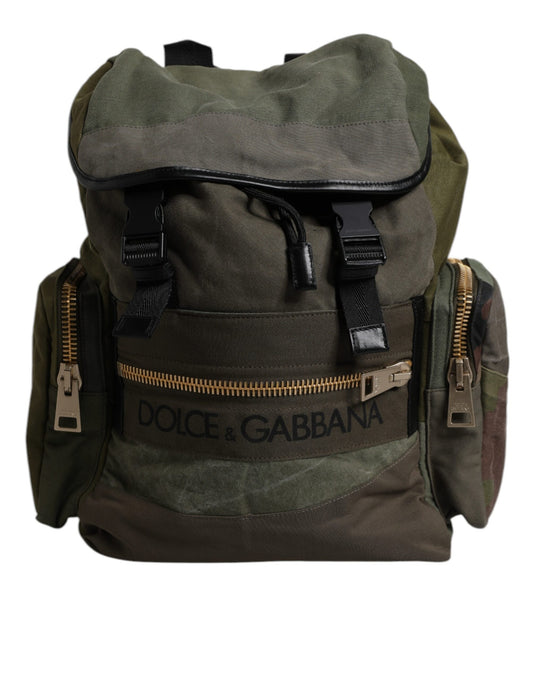 Dolce &amp; Gabbana Militärgrüner Patchwork-Schulrucksack