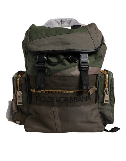 Dolce &amp; Gabbana Militärgrüner Patchwork-Reiserucksack