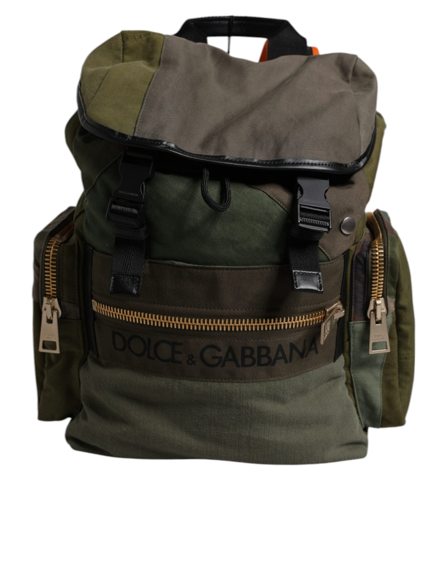 Dolce &amp; Gabbana Militärgrüner Patchwork-Reiserucksack