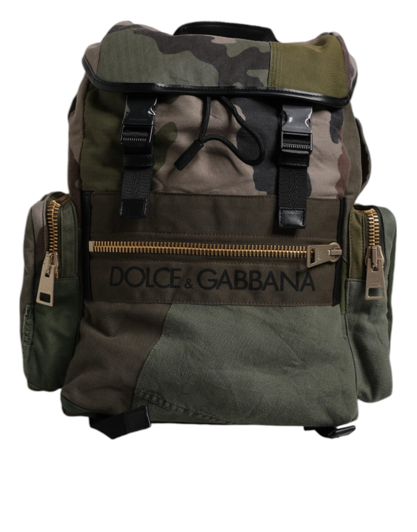 Dolce &amp; Gabbana Militärgrüner Patchwork-Reiserucksack