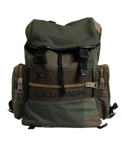 Dolce &amp; Gabbana Militärgrüner Patchwork-Schulrucksack