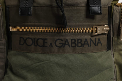 Dolce &amp; Gabbana Militärgrüner Patchwork-Schulrucksack