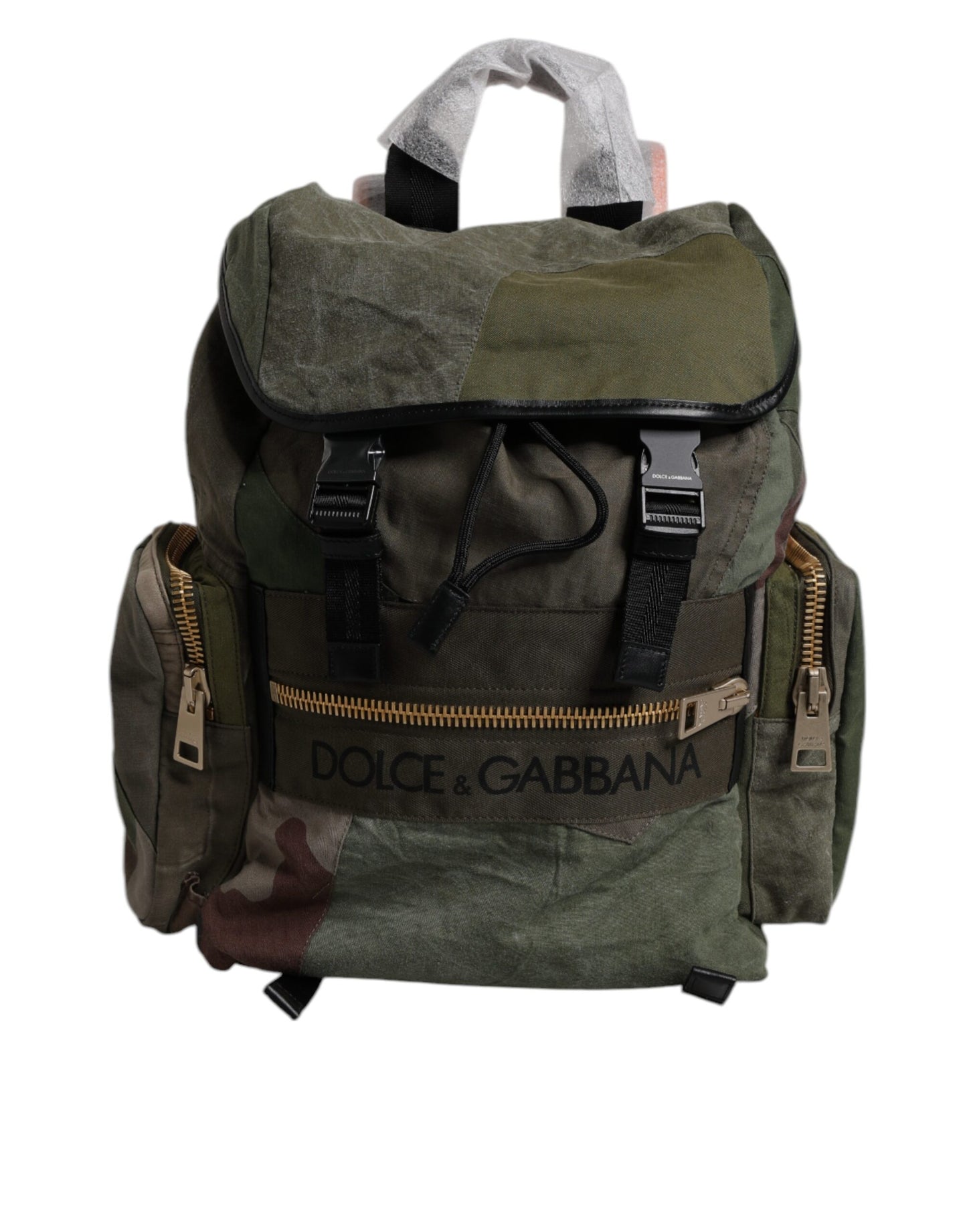 Dolce &amp; Gabbana Militärgrüner Patchwork-Reiserucksack