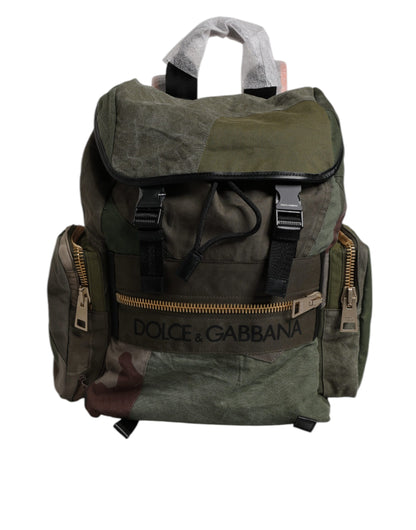 Dolce &amp; Gabbana Militärgrüner Patchwork-Reiserucksack