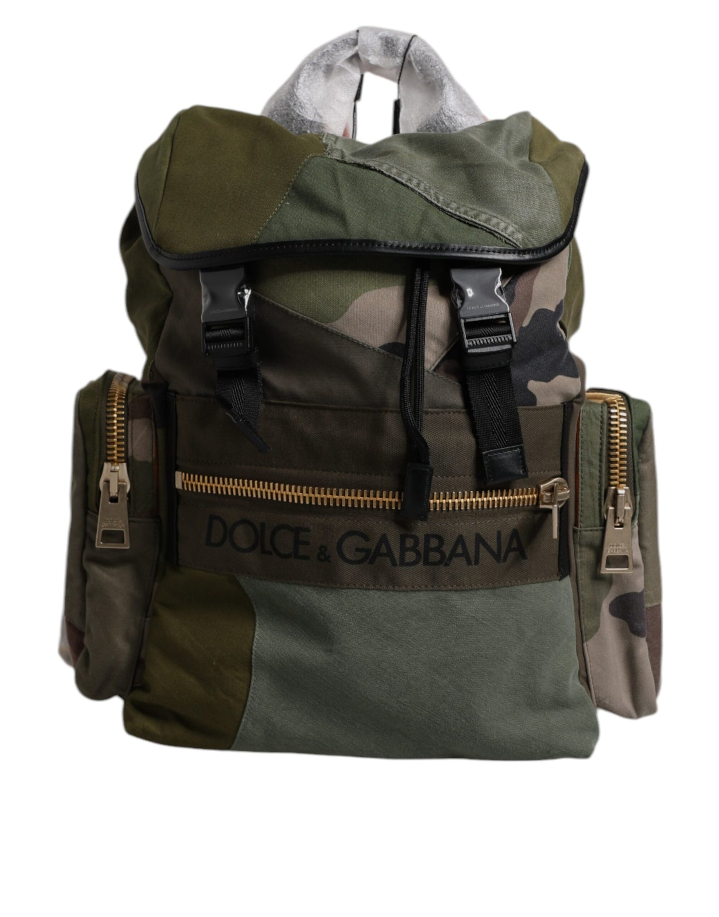 Dolce &amp; Gabbana Militärgrüner Patchwork-Reiserucksack