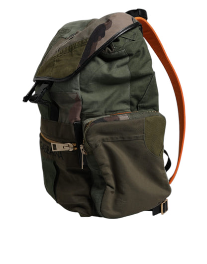 Dolce &amp; Gabbana Militärgrüner Patchwork-Reiserucksack