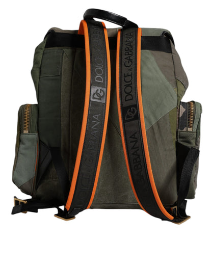 Dolce &amp; Gabbana Militärgrüner Patchwork-Reiserucksack