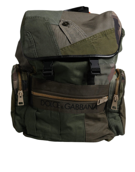 Dolce &amp; Gabbana Militärgrüner Patchwork-Reiserucksack