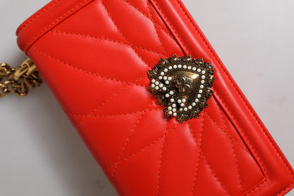 Dolce &amp; Gabbana – Rote, gesteppte Devotion-Umhängetasche mit Handyhülle und Kette