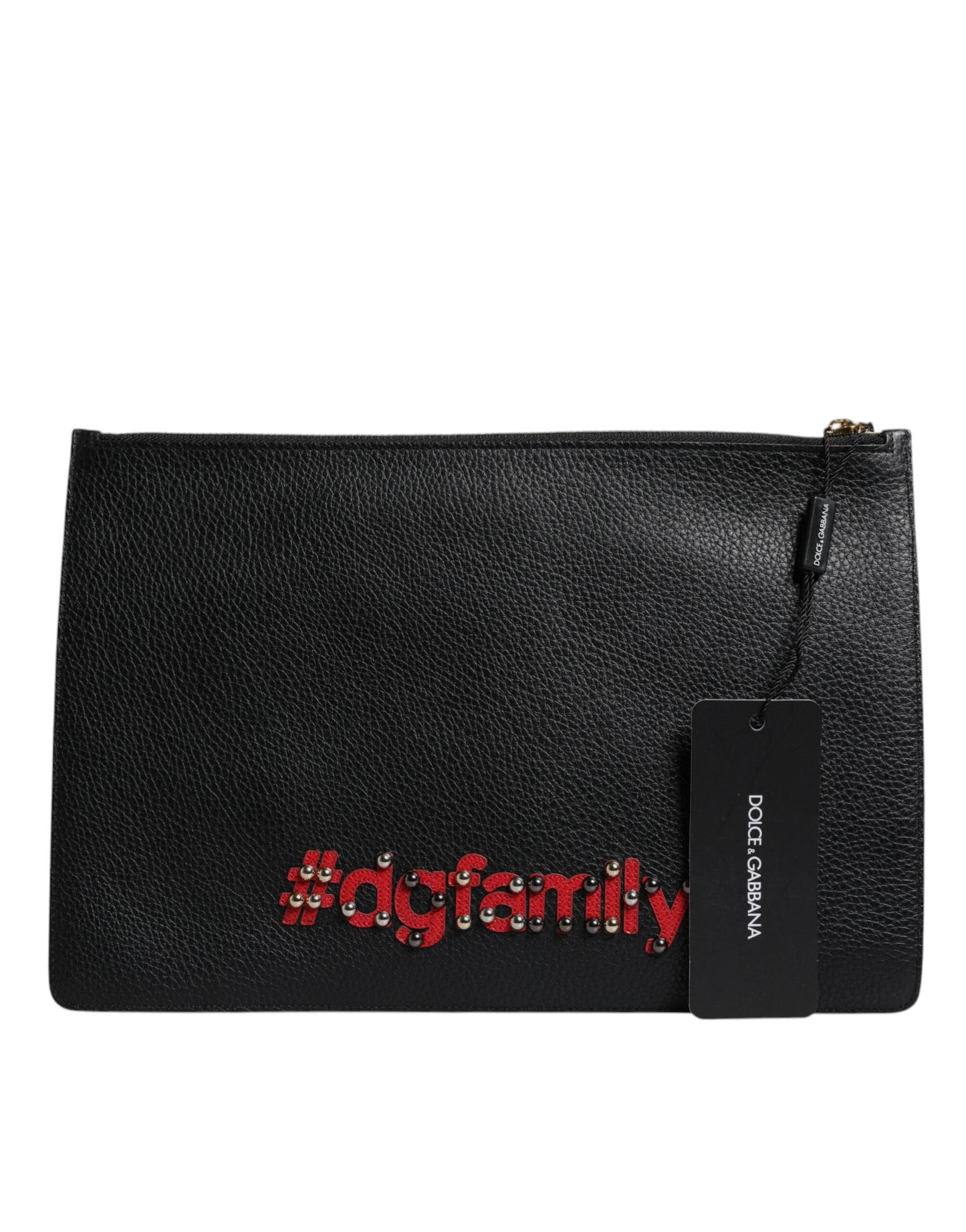 Dolce &amp; Gabbana – Schwarze Clutch aus verziertem Leder #DGFamily