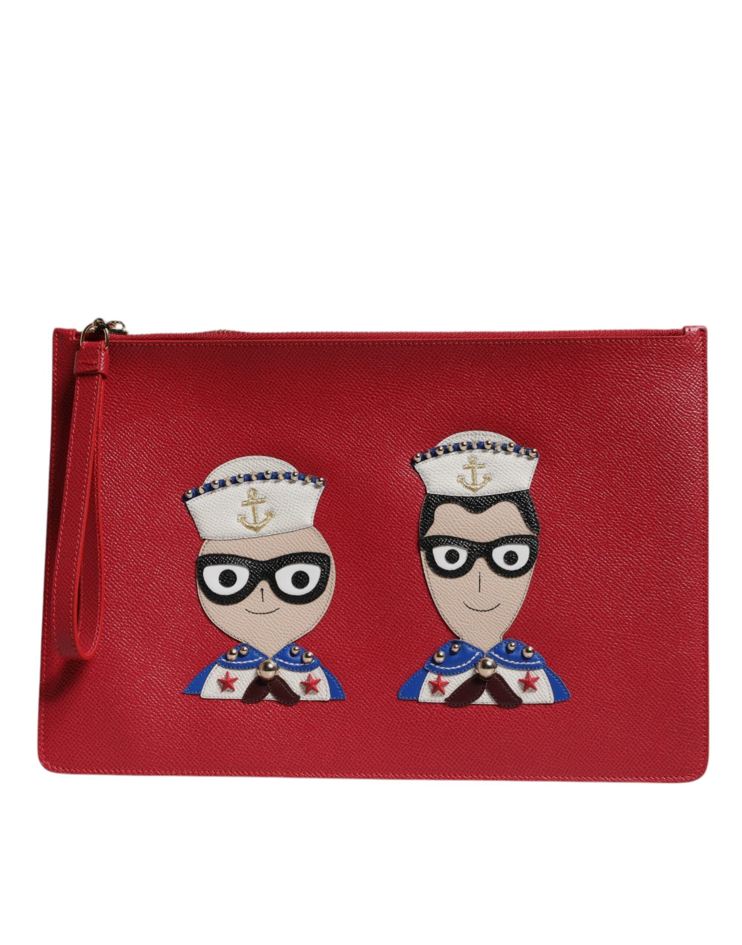 Dolce &amp; Gabbana Rote #DGFamily Clutch aus verziertem Leder