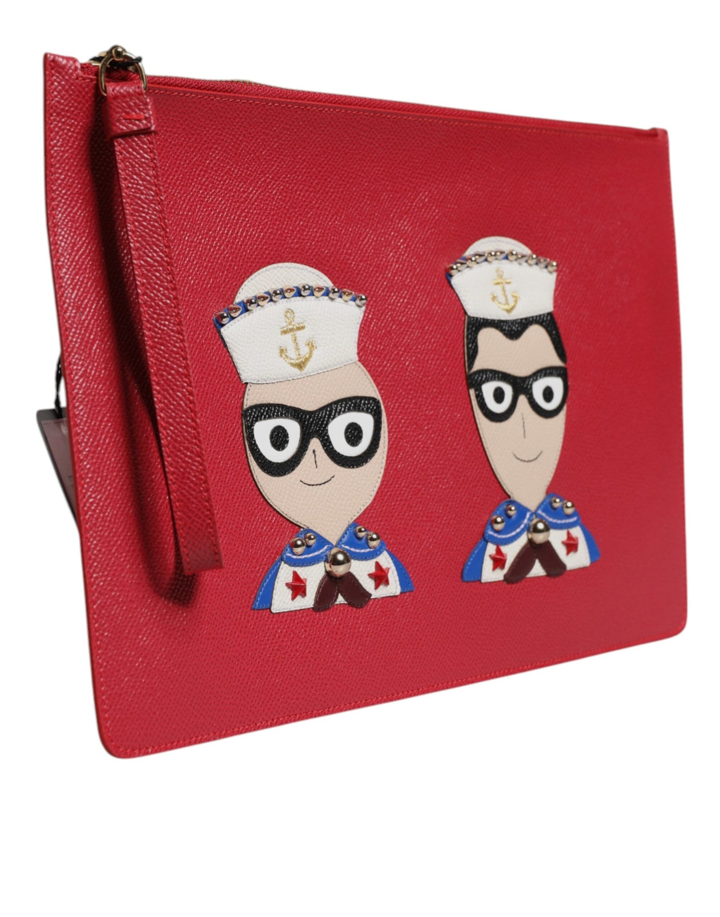 Dolce &amp; Gabbana Rote #DGFamily Clutch aus verziertem Leder