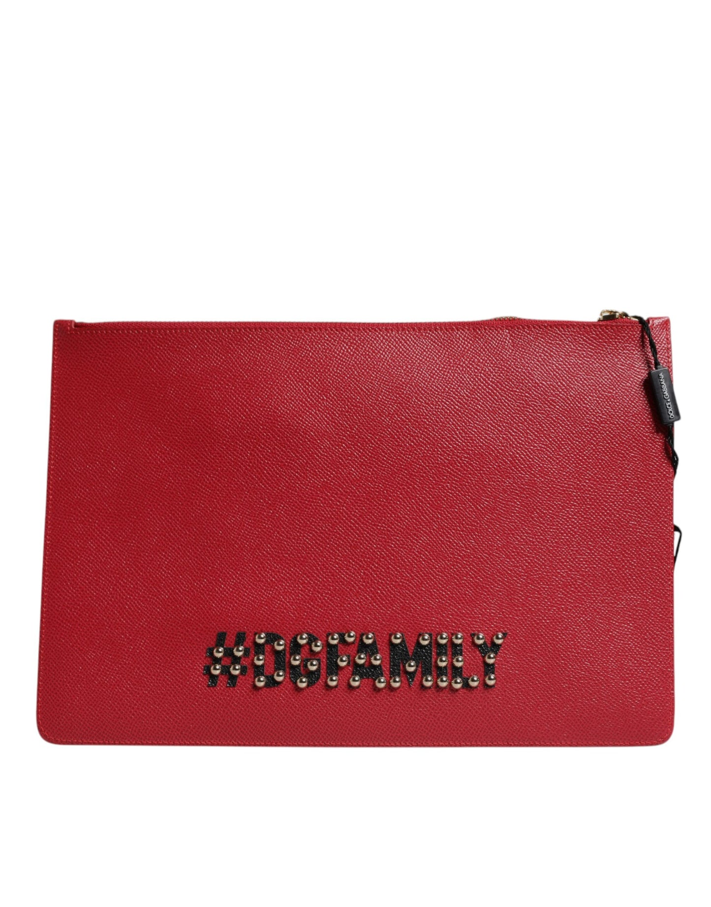 Dolce &amp; Gabbana Rote #DGFamily Clutch aus verziertem Leder