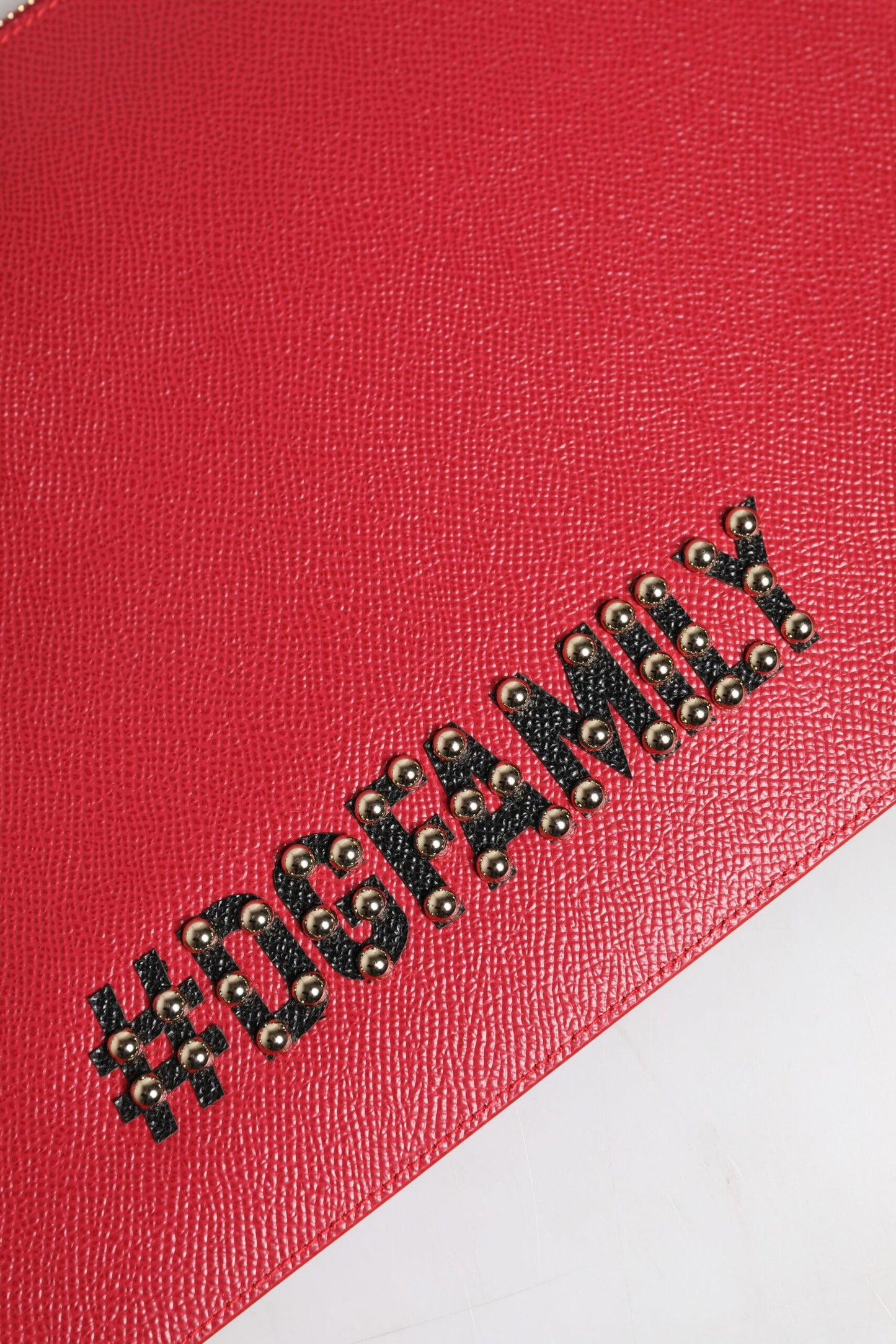 Dolce &amp; Gabbana Rote #DGFamily Clutch aus verziertem Leder
