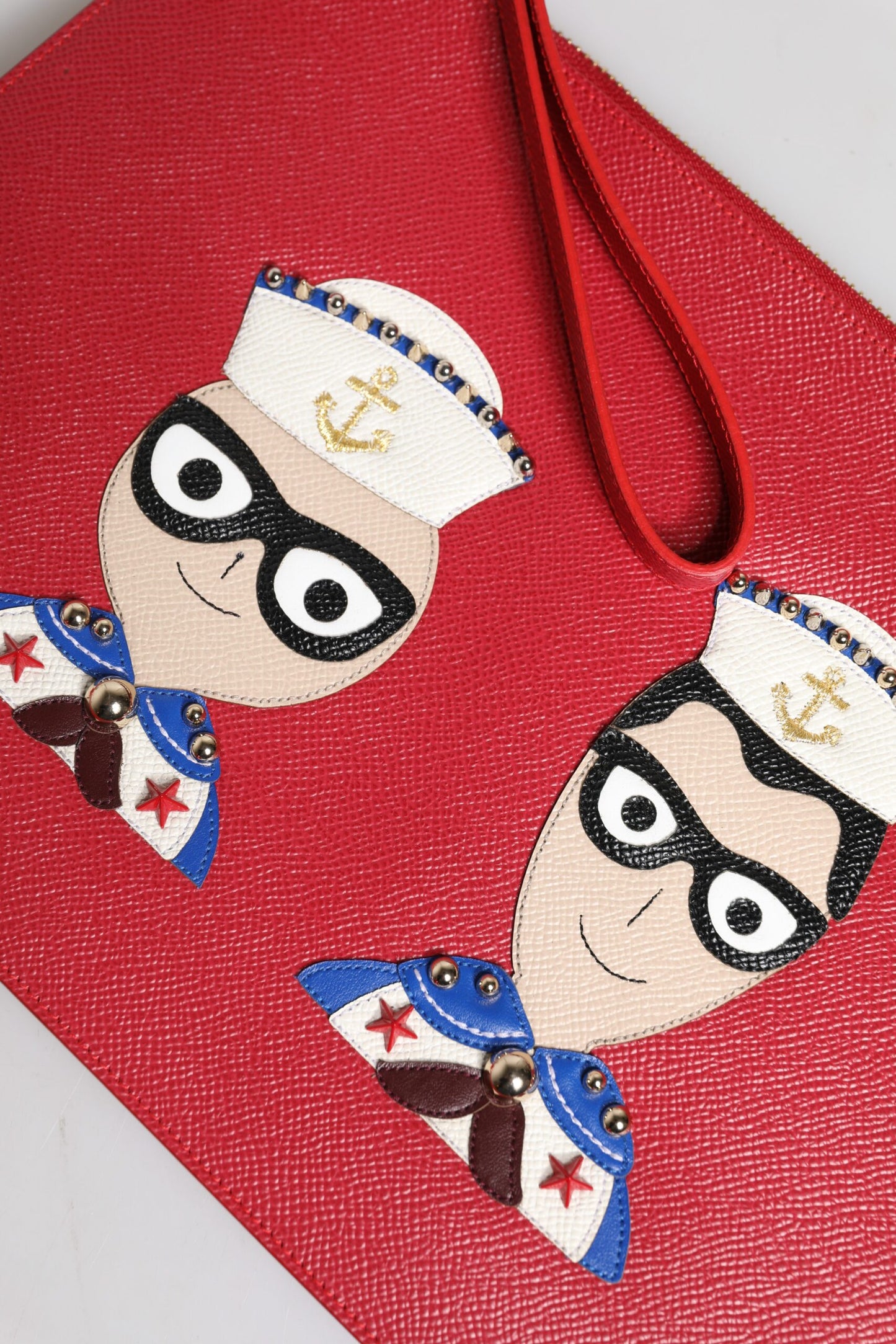 Dolce &amp; Gabbana Rote #DGFamily Clutch aus verziertem Leder