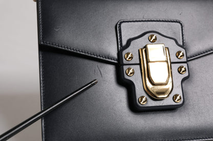 Dolce &amp; Gabbana – Schultertasche aus schwarzem Kalbsleder