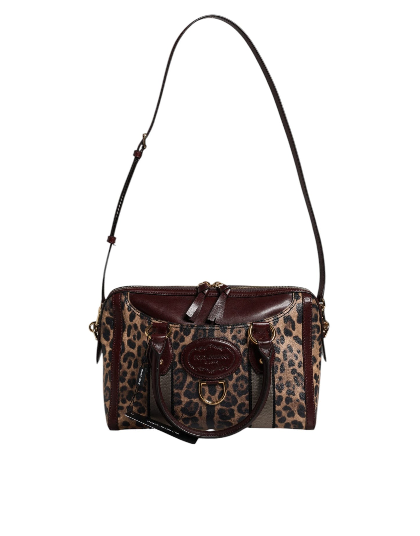 Dolce &amp; Gabbana – Reisetasche aus braunem Leopardenleder mit Schultergurt