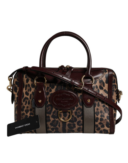 Dolce &amp; Gabbana – Reisetasche aus braunem Leopardenleder mit Schultergurt