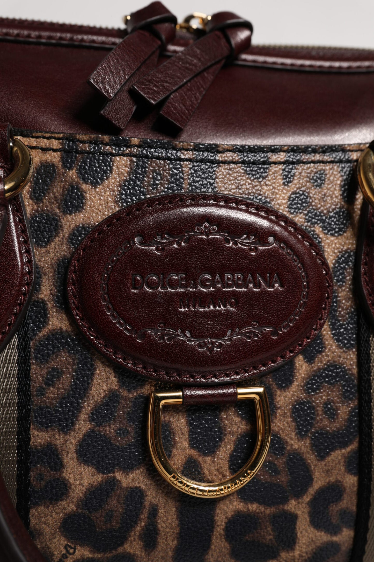 Dolce &amp; Gabbana – Reisetasche aus braunem Leopardenleder mit Schultergurt