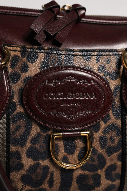 Dolce &amp; Gabbana – Reisetasche aus braunem Leopardenleder mit Schultergurt