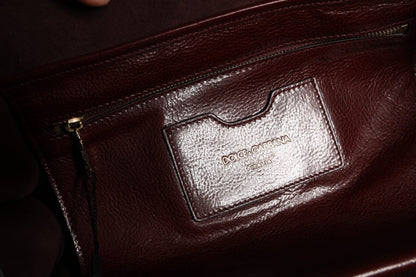 Dolce &amp; Gabbana – Tragetasche aus braunem Leder mit Leopardenmuster und Schulterriemen