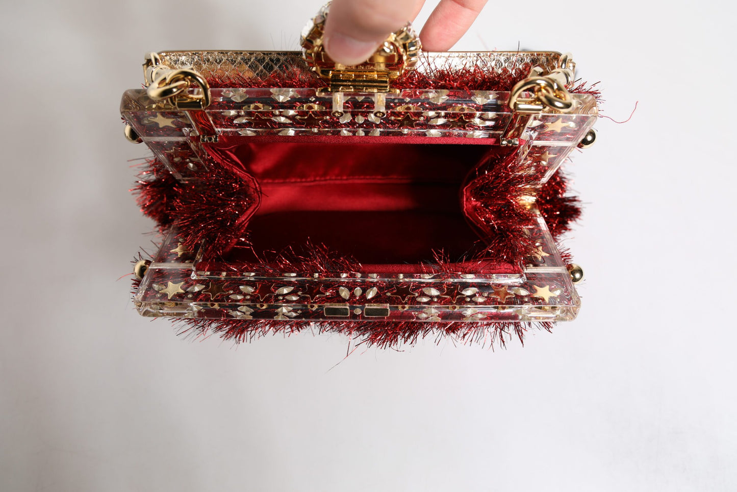 Dolce &amp; Gabbana – Abend-Clutch „VANDA“ aus Rotgold mit Lametta-Kristallen