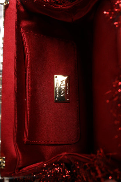 Dolce &amp; Gabbana – Abend-Clutch „VANDA“ aus Rotgold mit Lametta-Kristallen