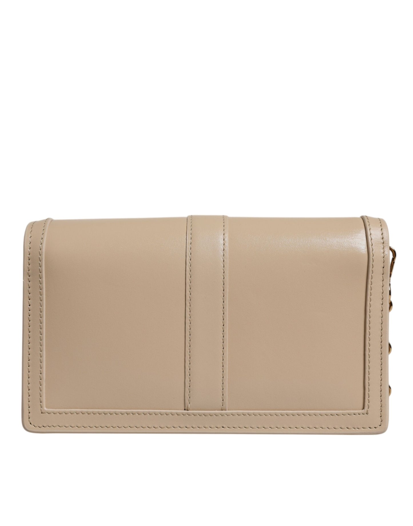 Versace – Umhängetasche aus Kalbsleder mit goldener Kette in Beige
