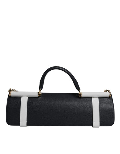 Dolce &amp; Gabbana – Umhängetasche aus blauem und weißem Kalbsleder