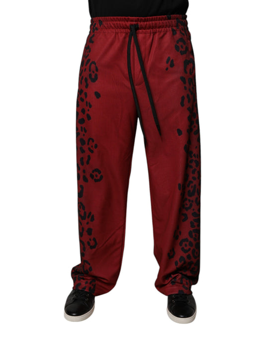 Dolce &amp; Gabbana Rote Jogginghose aus Polyester mit Leopardenmuster für Herren
