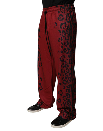 Dolce &amp; Gabbana Rote Jogginghose aus Polyester mit Leopardenmuster für Herren