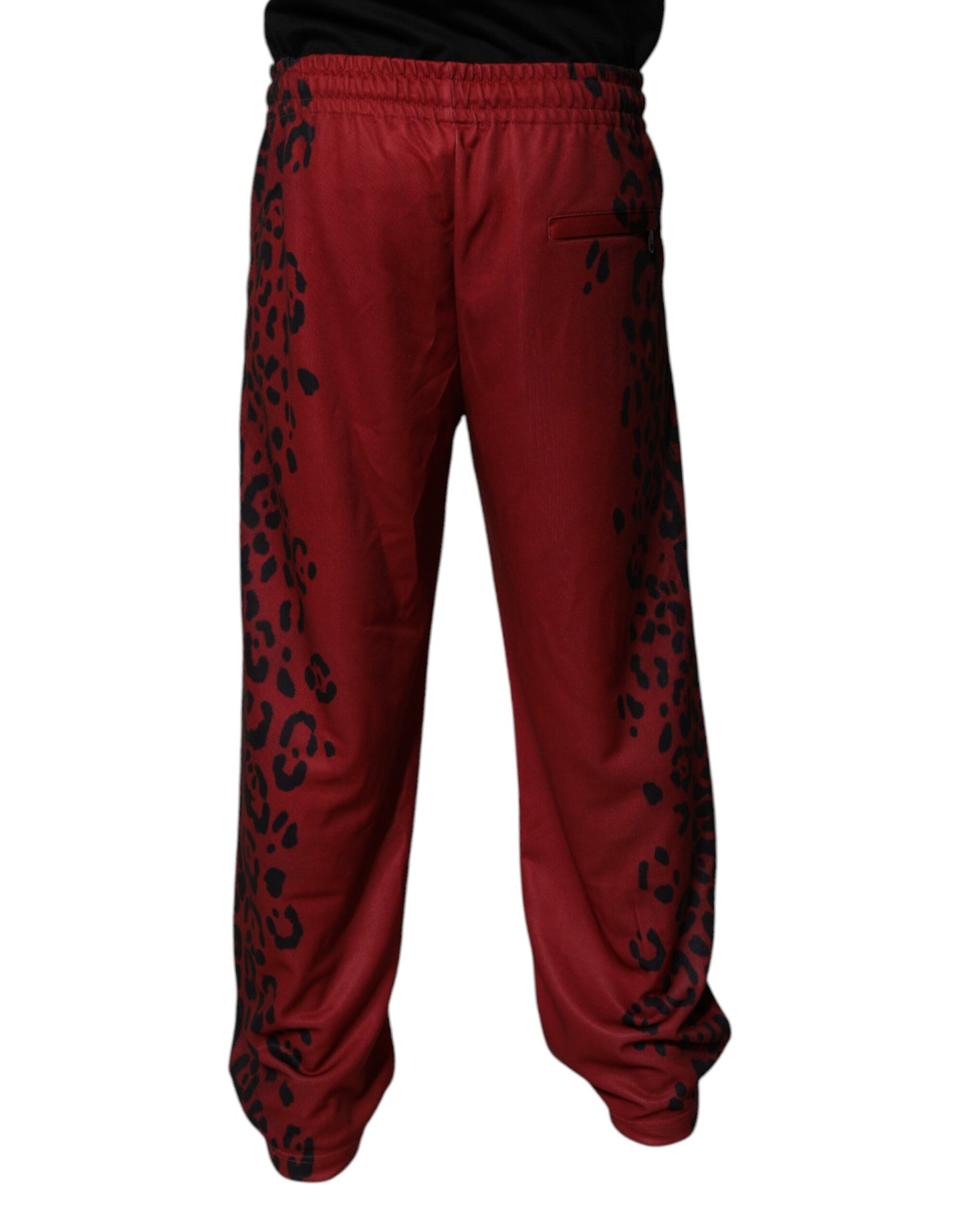 Dolce &amp; Gabbana Rote Jogginghose aus Polyester mit Leopardenmuster für Herren