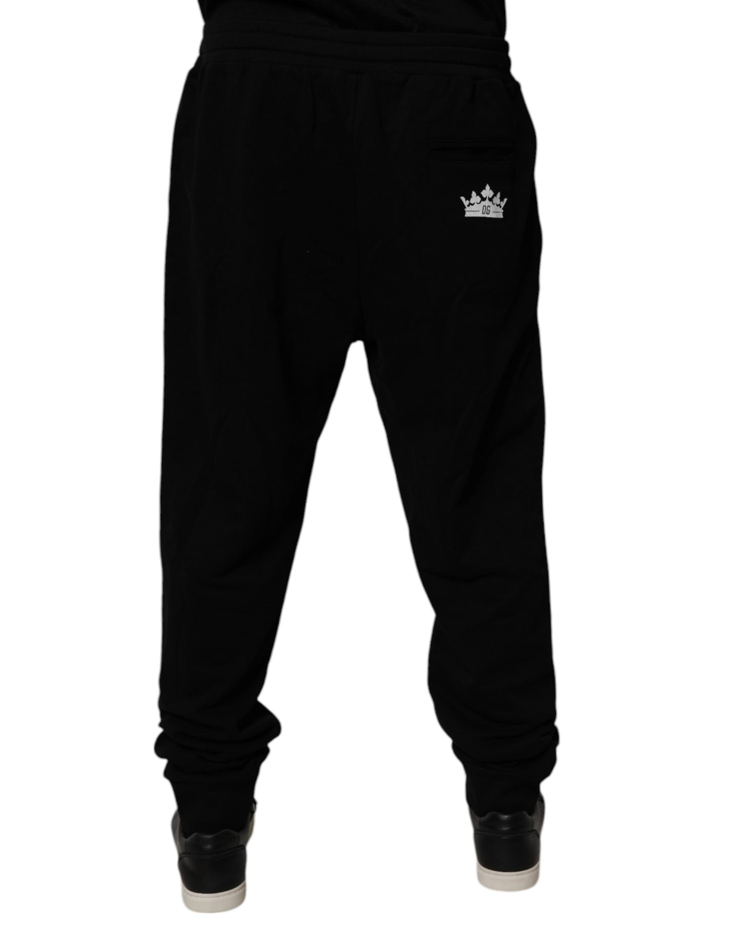 Dolce & Gabbana Black Cotton Crown Logo Jogger Pants