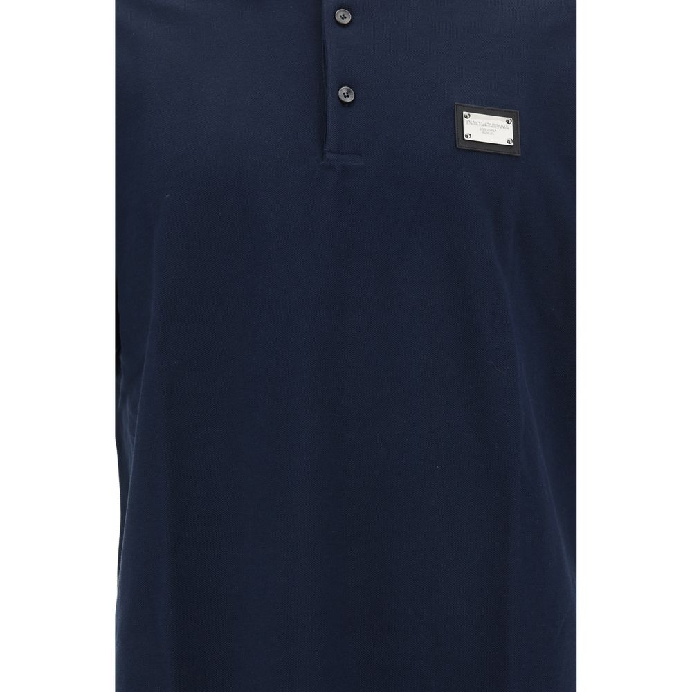 Dolce &amp; Gabbana Poloshirt aus blauer Baumwolle