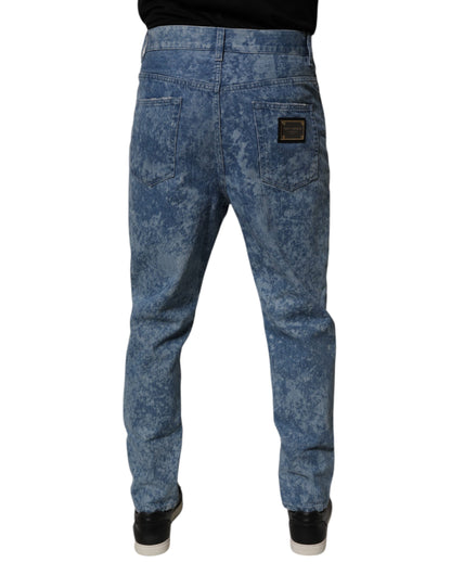 Dolce &amp; Gabbana – Blaue Skinny-Jeans aus Baumwolle mit Batikmuster für Herren