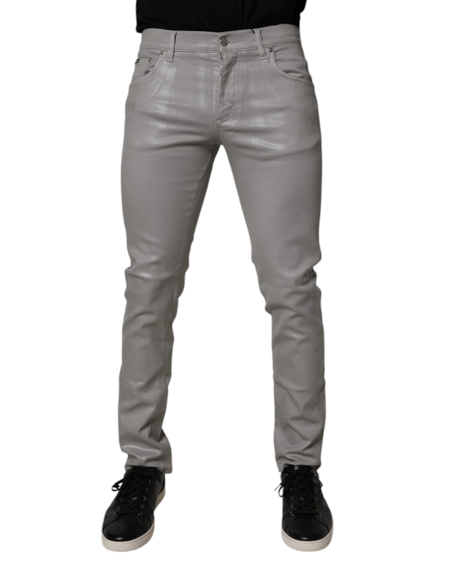 Dolce &amp; Gabbana Graue Slim Fit Jeans aus Baumwollstretch für Herren