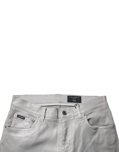 Dolce &amp; Gabbana Graue Slim Fit Jeans aus Baumwollstretch für Herren