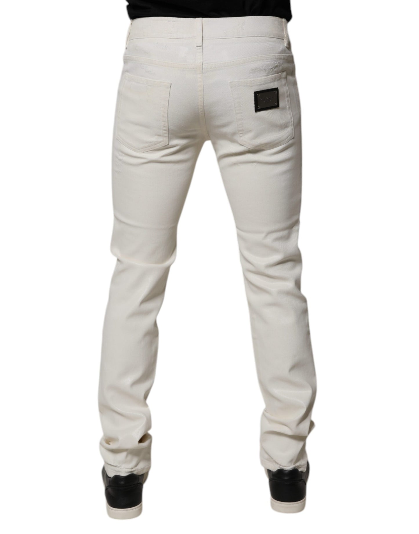 Dolce &amp; Gabbana Skinny-Jeans aus Baumwollstretch in Off-White
