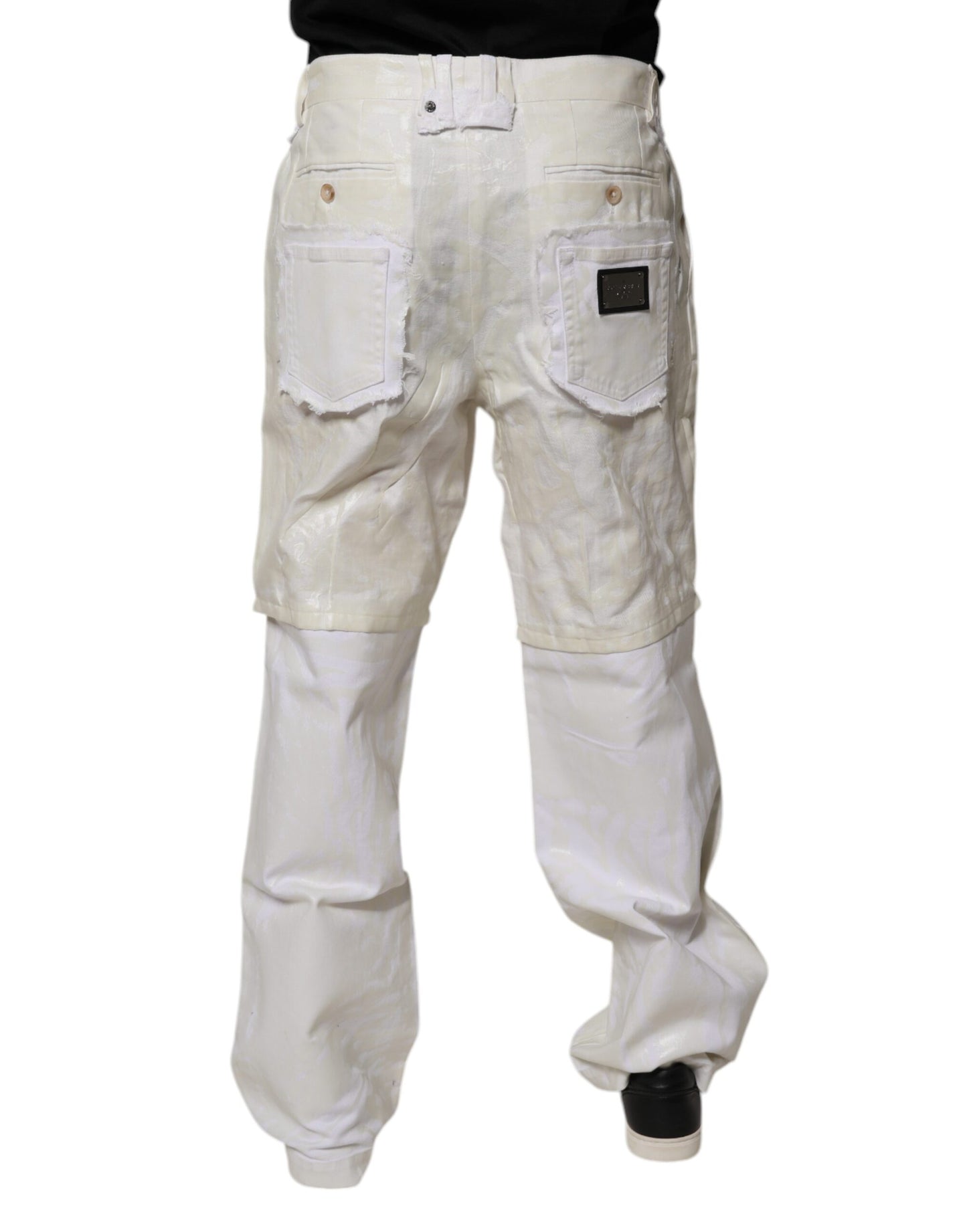 Dolce &amp; Gabbana – Weiße, gerade Jeans aus Leinen mit mittlerer Taille für Herren