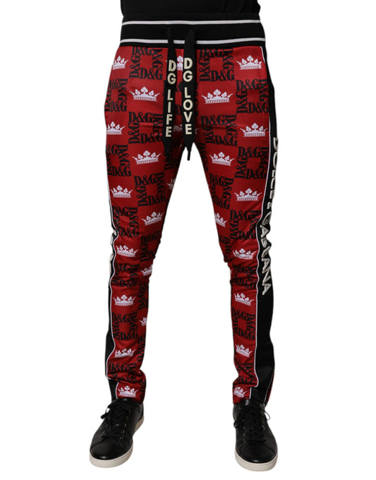 Dolce &amp; Gabbana Red Crown Logo Monogram Herren Jogginghose