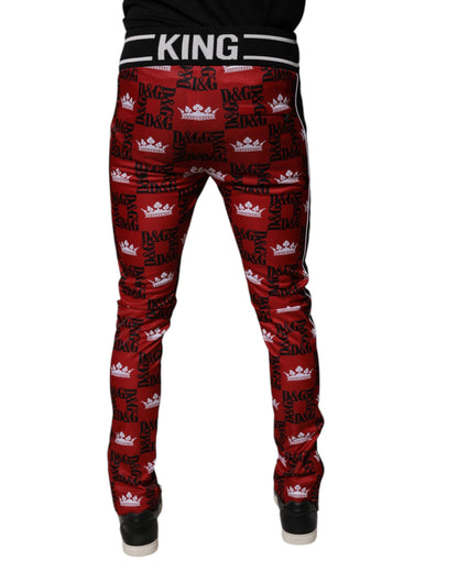 Dolce &amp; Gabbana Red Crown Logo Monogram Herren Jogginghose