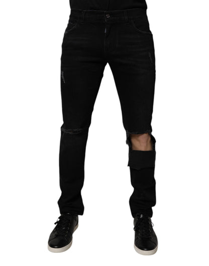 Dolce &amp; Gabbana Schwarze Skinny-Jeans aus zerrissener Baumwolle für Herren