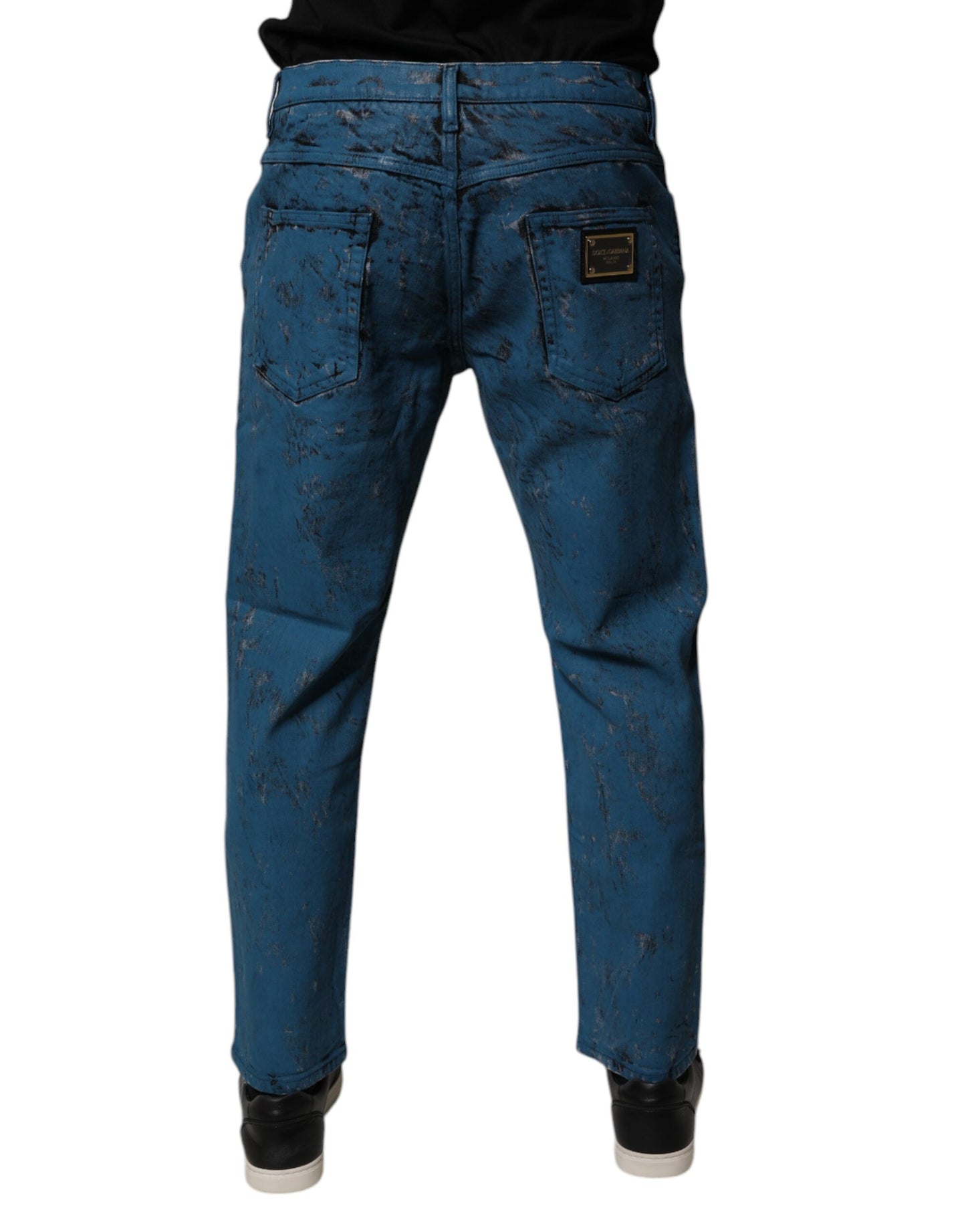 Dolce &amp; Gabbana – Blaue Skinny-Jeans aus Baumwolle mit Batikmuster für Herren